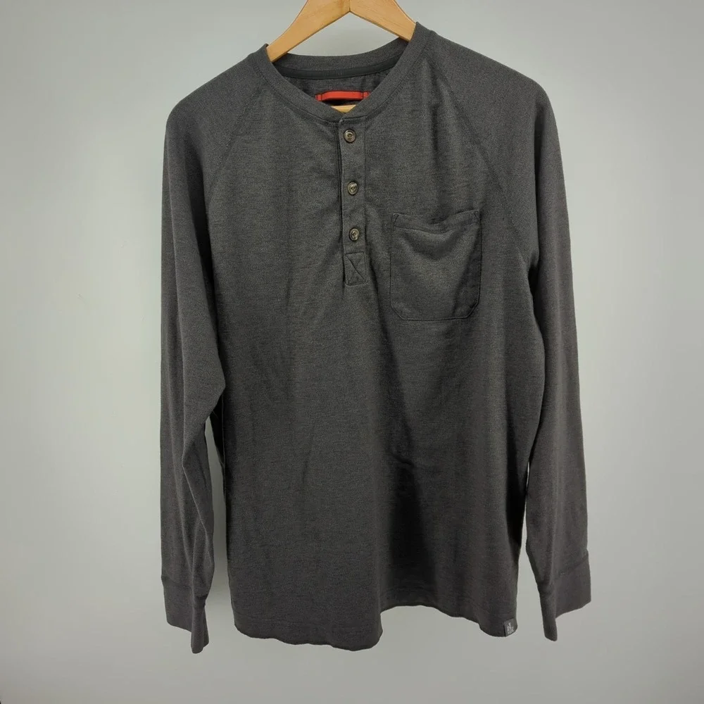 North Face‎ Shirt Mens XL Gray Long Sleeve Henley Outdoor Camping Hiking READ